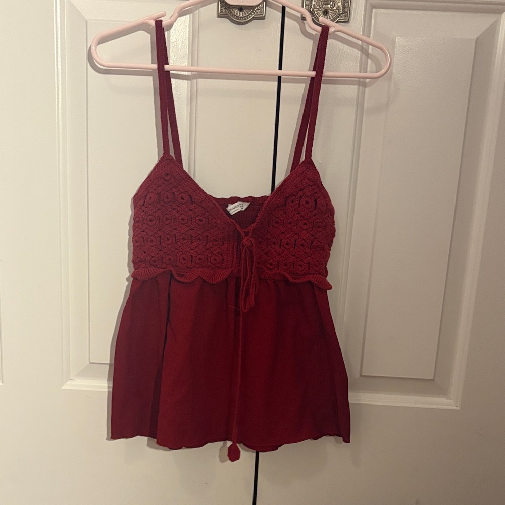 Stradivarius Red Lace Tank Top